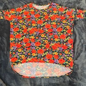 LuLaRoe Irma Tunic: Orange/Purple/Yellow Flowers (M)
